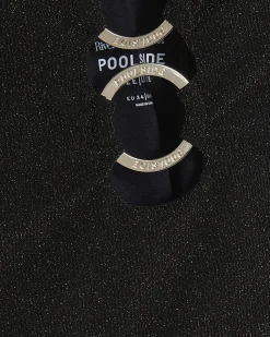 Black Metallic Silver Ring Swimsuit