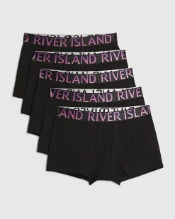 Black Metallic Waistband Pack Of 5 Trunks