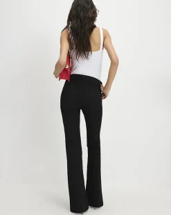 Black Mid Rise Flared Jeans