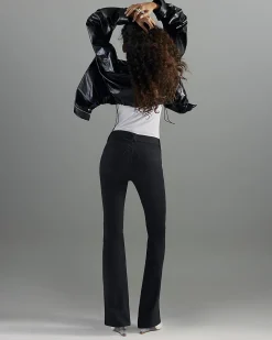Black Mid Rise Flared Jeans