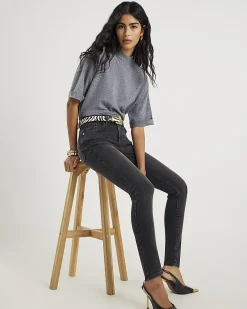 Black Mid Rise Skinny Jeans