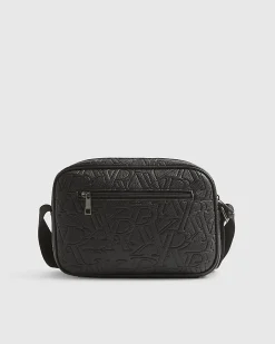 Black Monogram Embossed Cross Body Bag