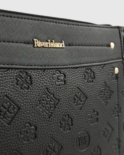 Black Monogram Embossed Messenger Bag