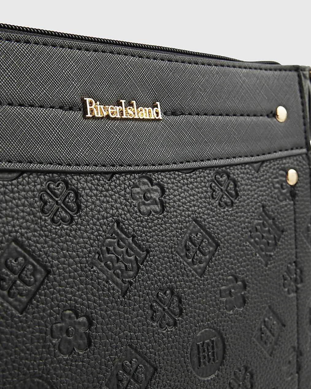 Black Monogram Embossed Messenger Bag