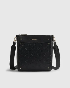 Black Monogram Embossed Messenger Bag