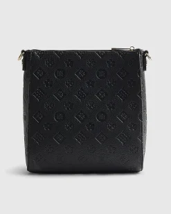 Black Monogram Embossed Messenger Bag