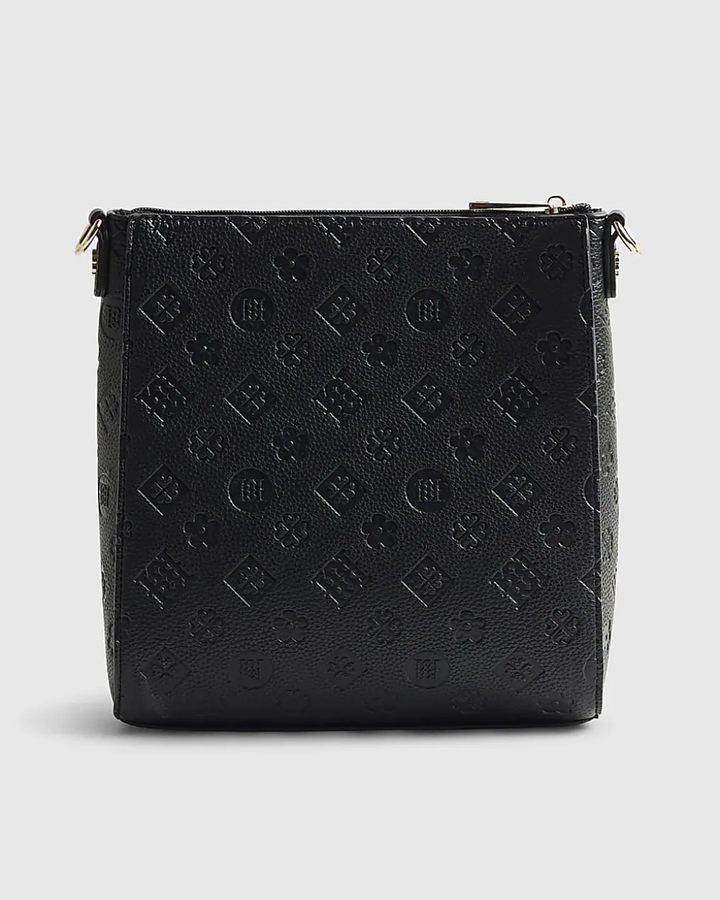 Black Monogram Embossed Messenger Bag