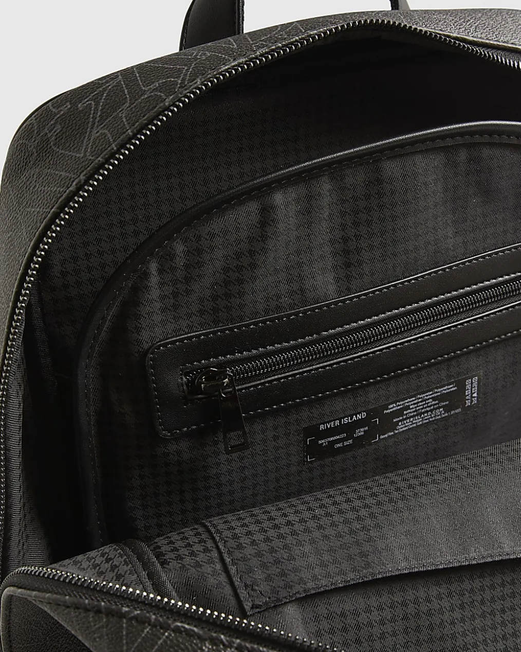 Black Monogram Faux Leather Backpack