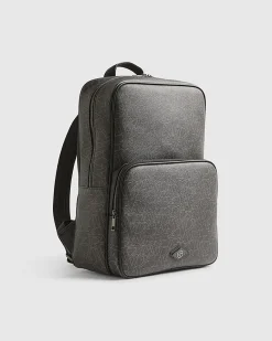 Black Monogram Faux Leather Backpack