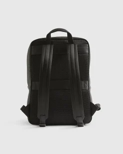 Black Monogram Faux Leather Backpack