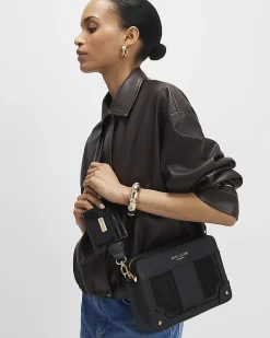 Black Monogram Panelled Cross Body Bag