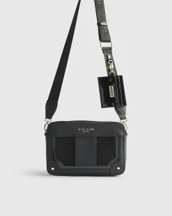 Black Monogram Panelled Cross Body Bag