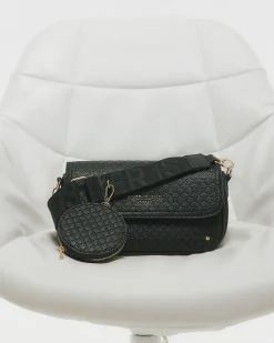 Black Monogram Print Cross Body Bag