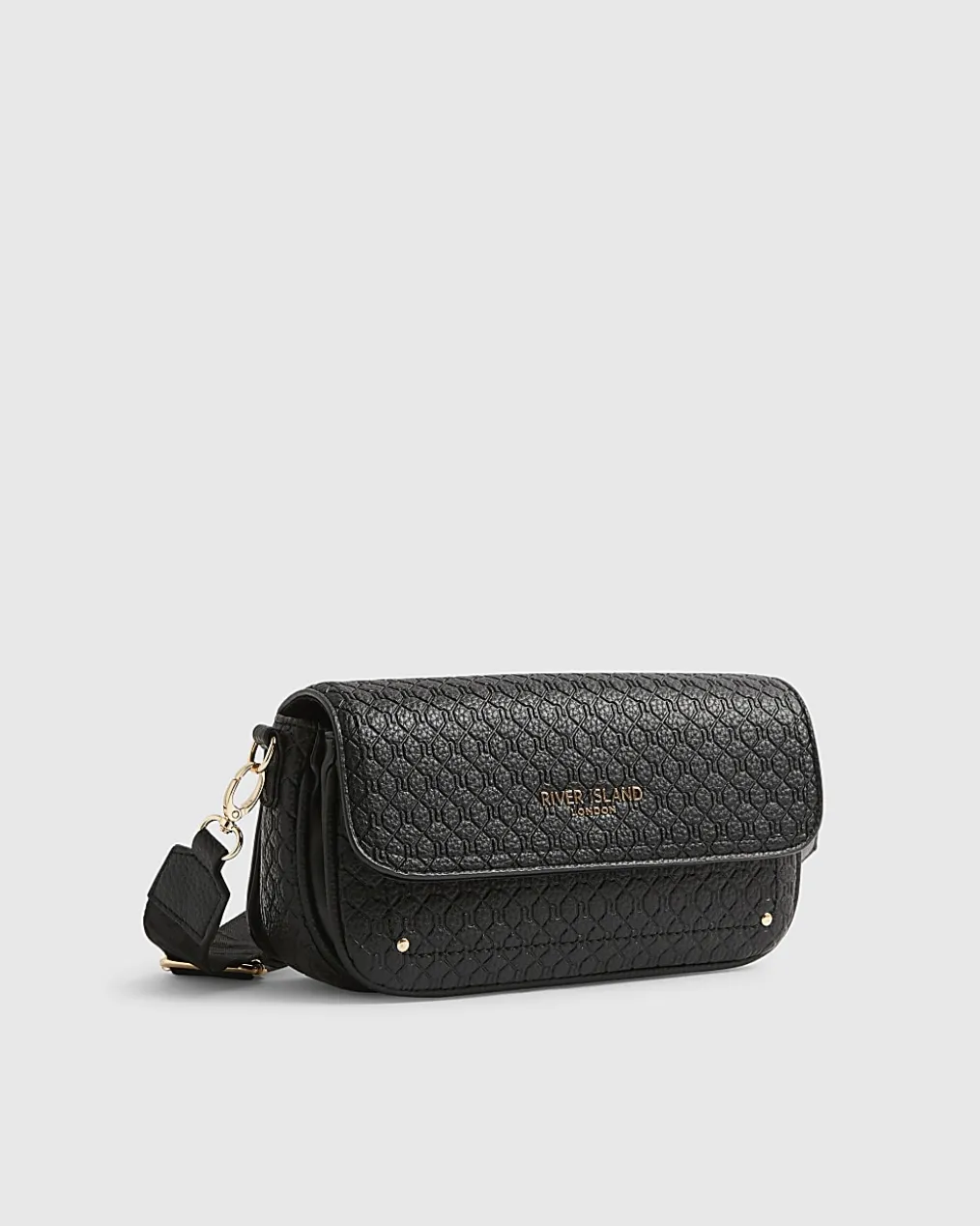 Black Monogram Print Cross Body Bag
