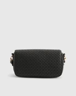 Black Monogram Print Cross Body Bag