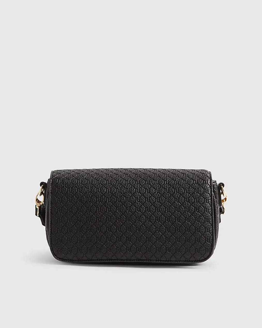 Black Monogram Print Cross Body Bag