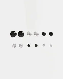 Black Multipack 6 Stud Earrings