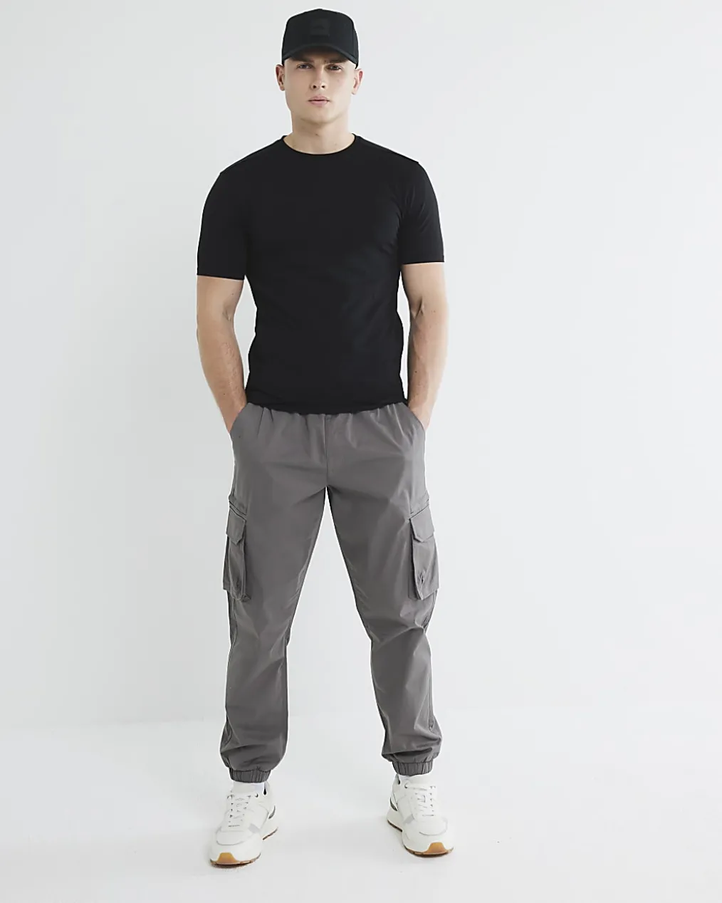 Black Muscle Fit Cotton Blend Stretch T-Shirt