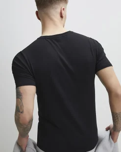 Black Muscle Fit Cotton V Neck T-Shirt