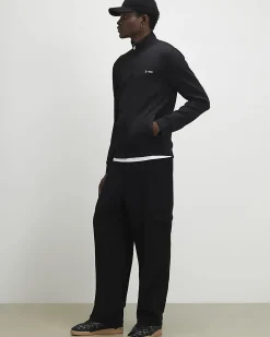 Black Muscle Fit Etre Zip Through Jacket