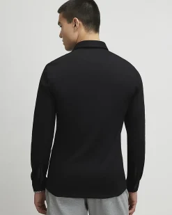 Black Muscle Fit Stretch Pique Smart Shirt