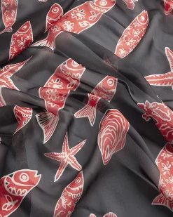 Black Nautical Print Tie Scarf