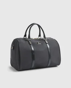 Black Nylon Barrell Travel Bag