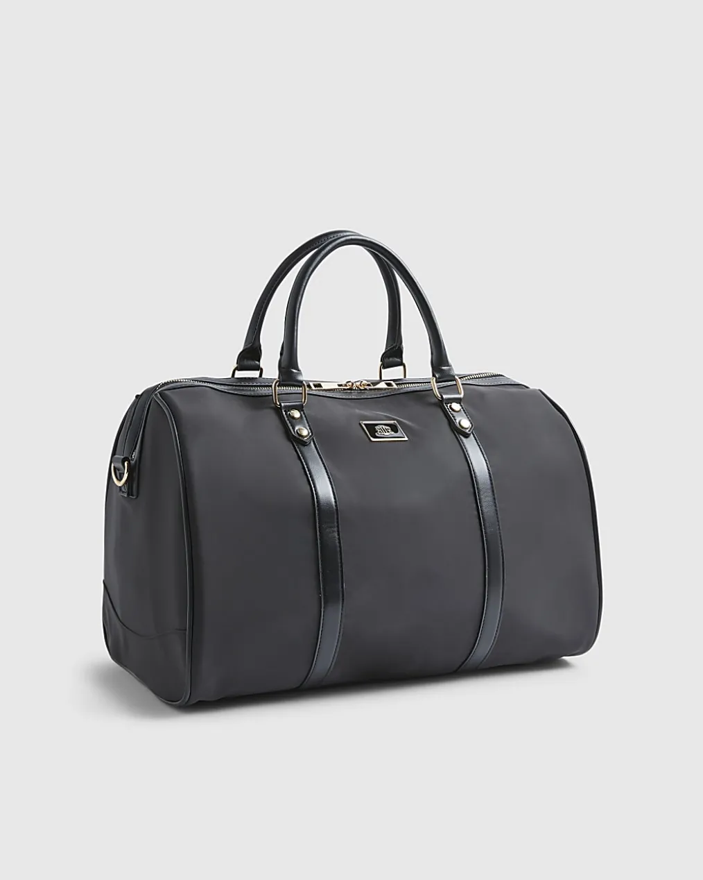 Black Nylon Barrell Travel Bag