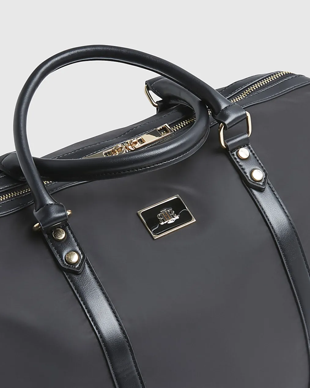 Black Nylon Barrell Travel Bag