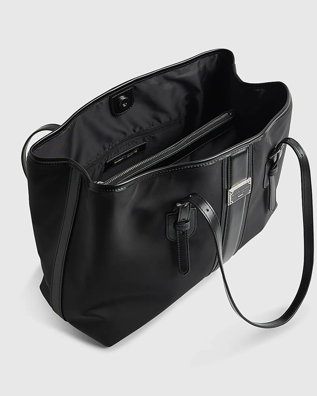 Black Nylon Buckle Handle Shopper Bag