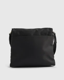 Black Nylon Flap Over Messenger bag