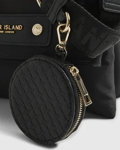 Black Nylon Flap Over Messenger bag