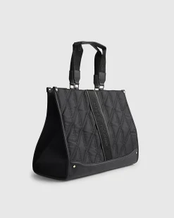 Black Nylon Quilted Shopper Bag