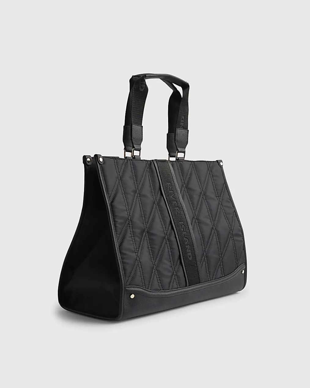 Black Nylon Quilted Shopper Bag