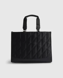 Black Nylon Quilted Shopper Bag