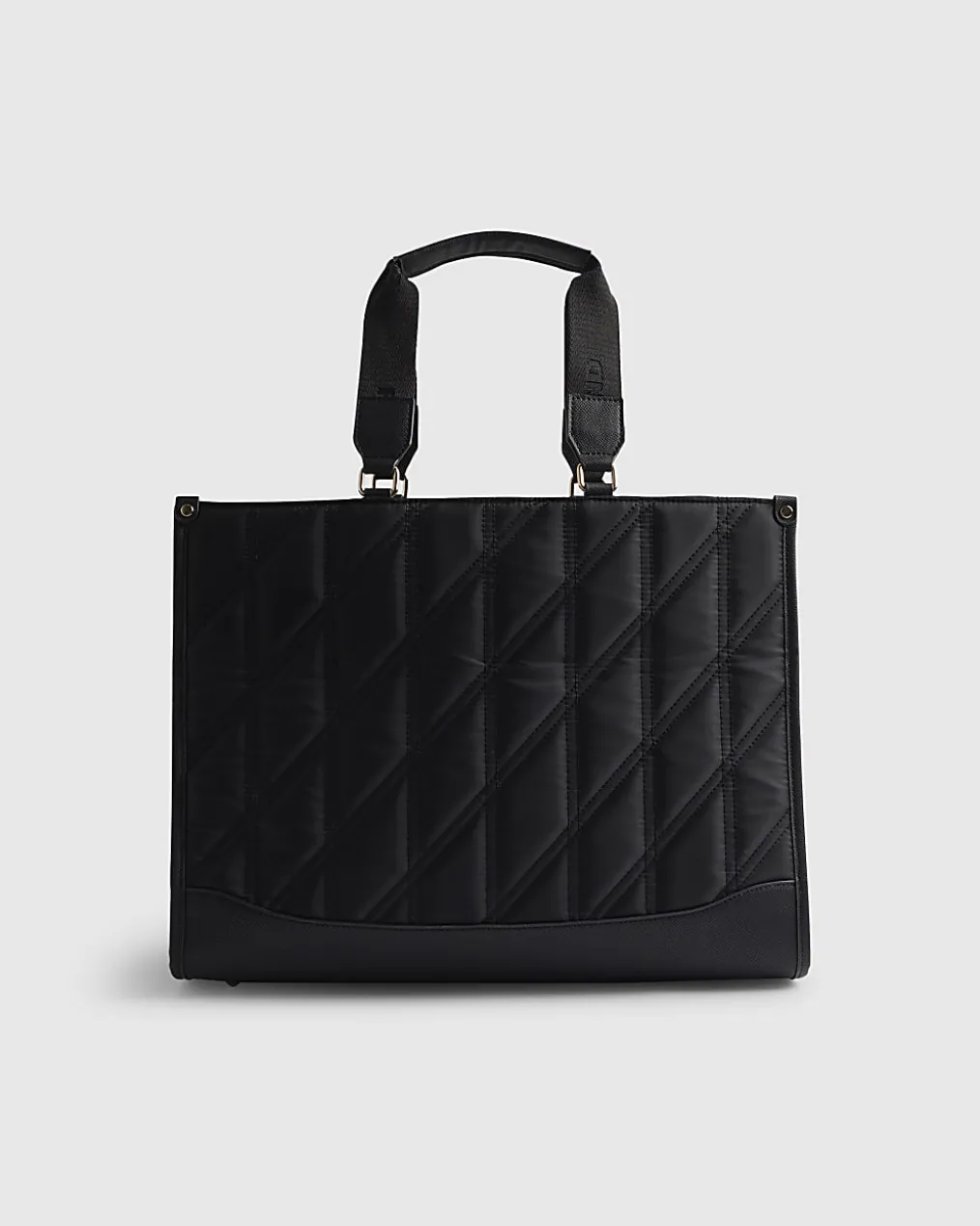 Black Nylon Quilted Shopper Bag