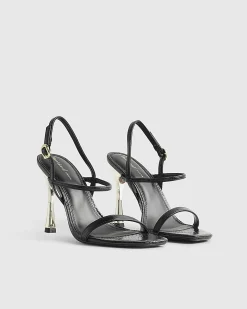 Black Open Back Heeled Sandals