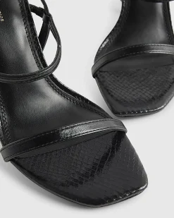 Black Open Back Heeled Sandals