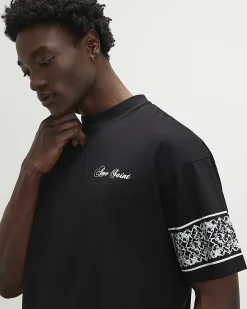 Black Oversized Baroque Back Patch T-Shirt