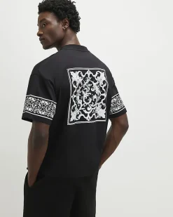Black Oversized Baroque Back Patch T-Shirt