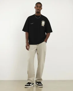 Black Oversized Cotton Blend Textured T-Shirt