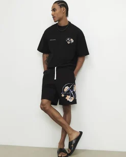 Black Oversized Cotton Blend Textured T-Shirt
