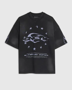Black Oversized Cotton Blend Flame Sweatshirt