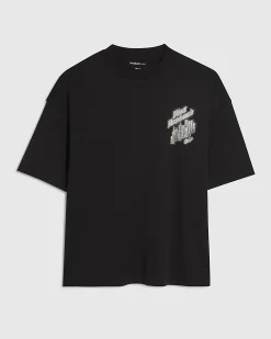 Black Oversized Cotton City Glitter T-Shirt