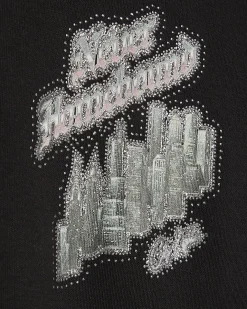 Black Oversized Cotton City Glitter T-Shirt