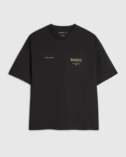 Black Oversized Cotton Sanctus Angel T-Shirt