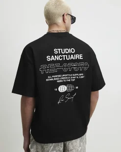 Black Oversized Cotton Sanctuaire T-Shirt