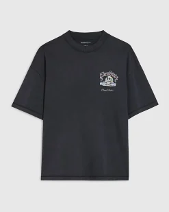 Black Oversized Cotton Skull Graphic T-Shirt