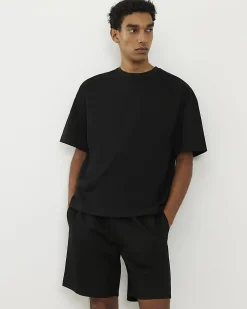 Black Oversized Cotton T-Shirt And Shorts Set
