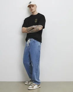 Black Oversized Cotton Valeur Crest T-Shirt